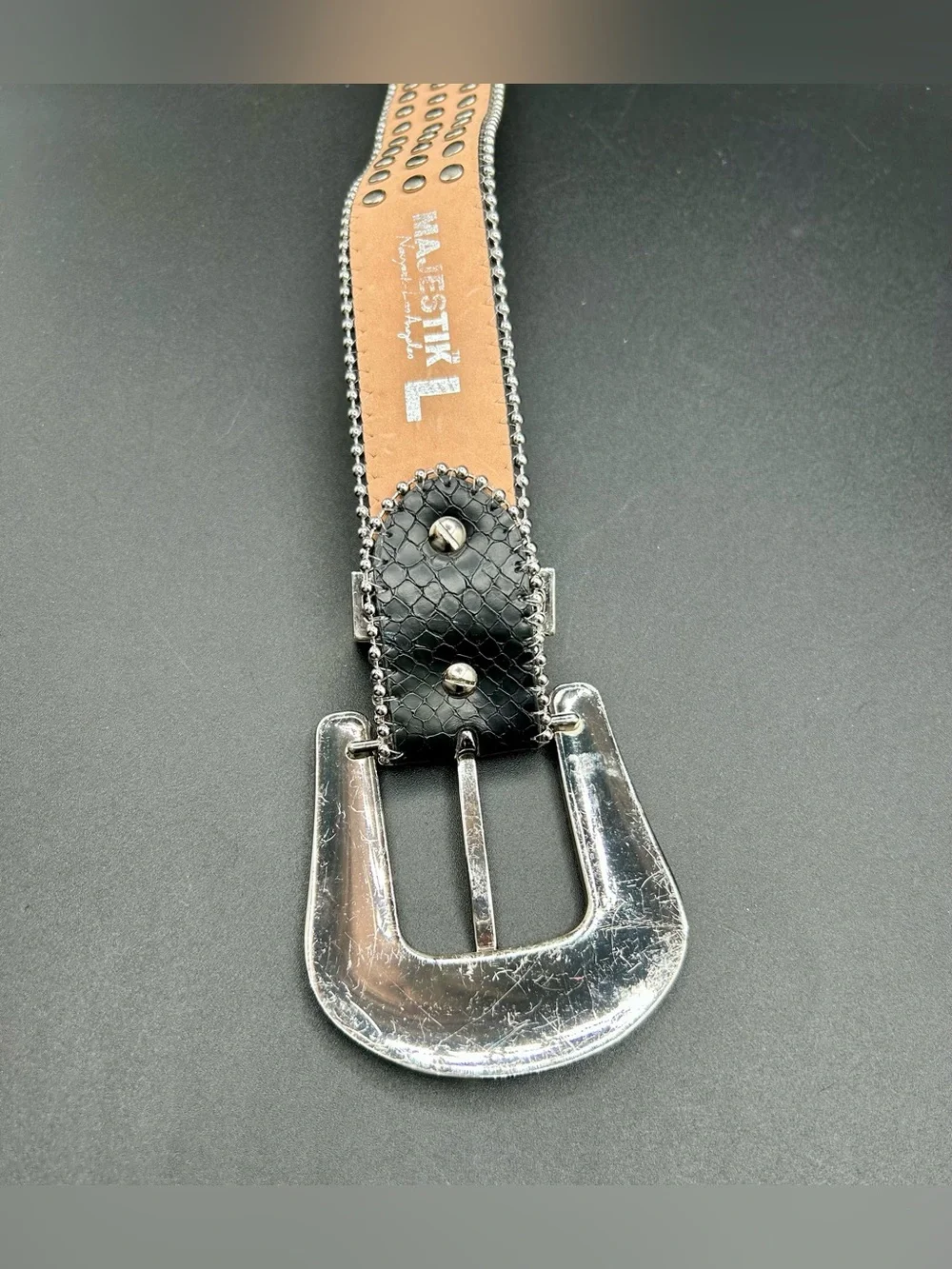 MAJESTIK  “Prodigy”  Leather Belt Colorful - Rhinestone . Size L